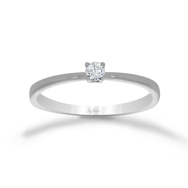 Anillo Oro Blanco 14k - Solitario Zirconia 3 mm