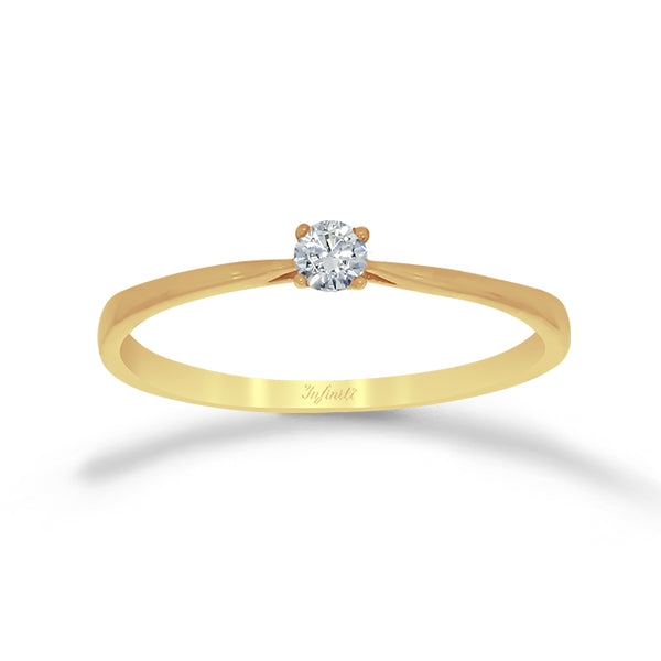 Anillo Oro 14k Solitario - Zirconia 3 mm