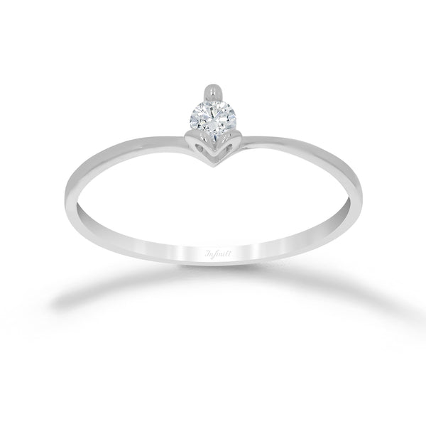 Anillo Oro Blanco 10k - Zirconia de 3 mm