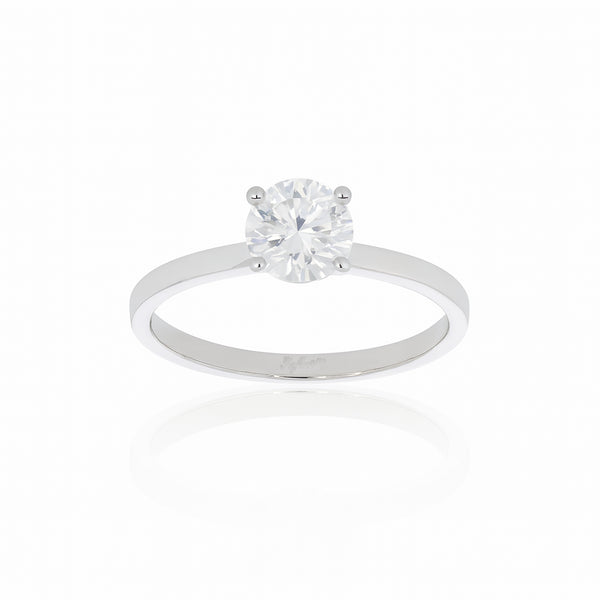 Anillo Oro Blanco 10k - Solitario con Zirconia de 4 mm