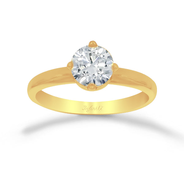 Anillo Oro 14k - Solitario Zirconia 6 mm