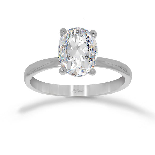 Anillo Oro Blanco 14k - Zirconia Oval