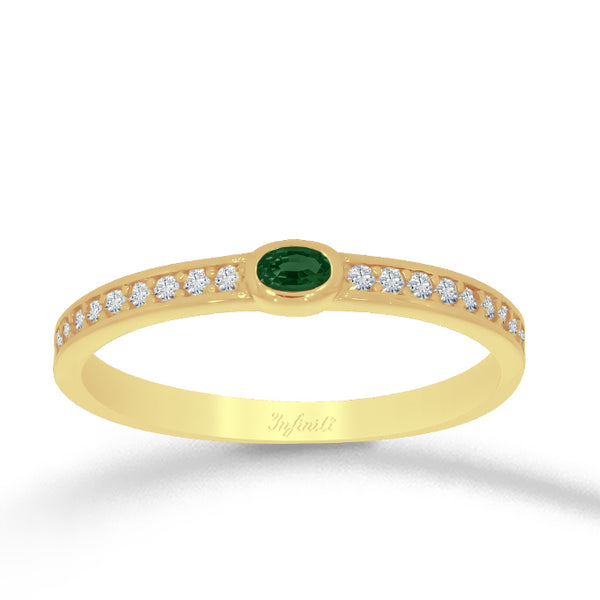 Anillo Oro 10k - Zirconia Verde