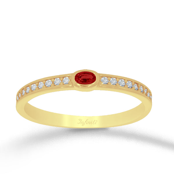 Anillo Oro 10k - Zirconia Roja