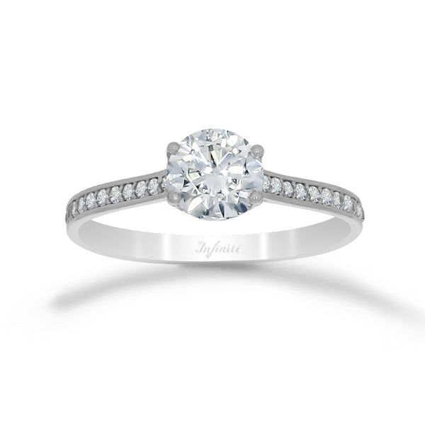 Anillo Oro Blanco 10k, Estilo Pavé Zirconia Central 6.00 mm
