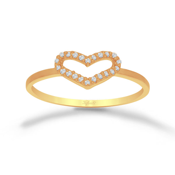 Anillo Corazón Oro 10k con Zirconias