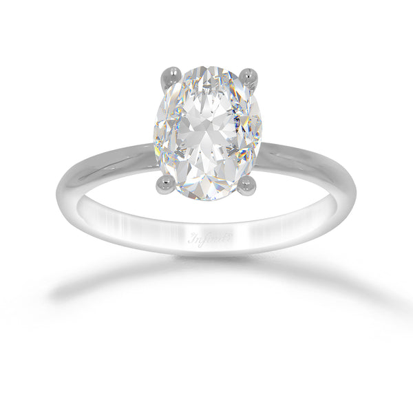 Anillo Oro Blanco 10k - Zirconia Oval
