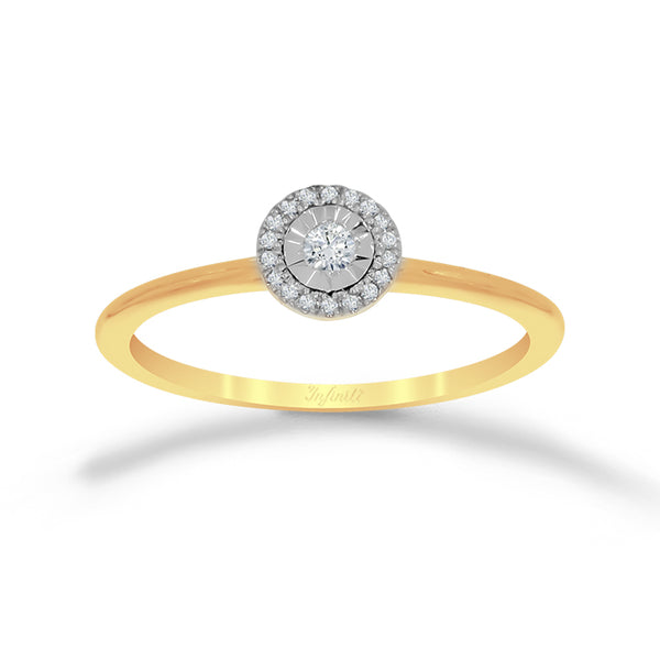 Anillo Oro 14k - Halo con Diamantes 8 Puntos Totales