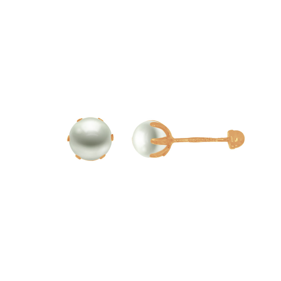 Broquel Oro 14k - Perla 5 mm