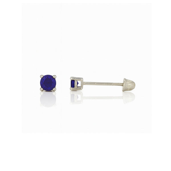 Broquel Oro Blanco 14k - Zafiro Laboratorio 0.12 CTW