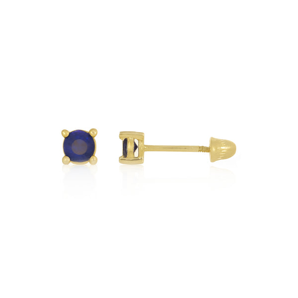 Broquel Oro 14k - Zafiro Laboratorio 0.22 CTW