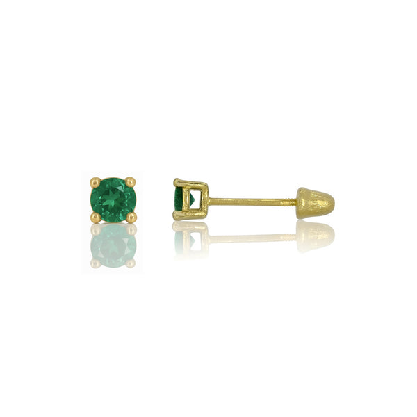 Broquel Oro 14k - Esmeralda Laboratorio 0.22 CTW