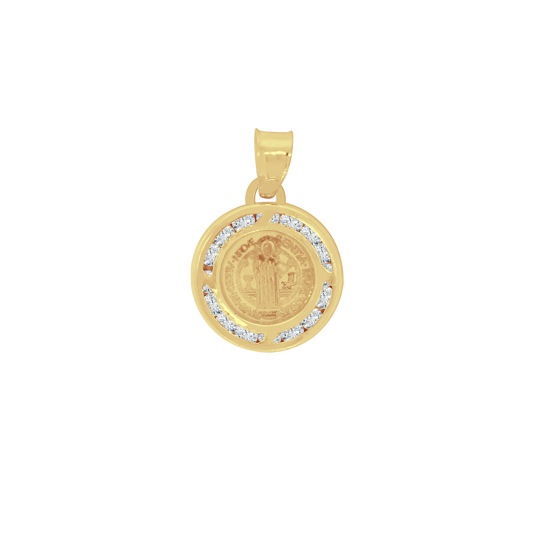 Medalla Oro 14k - San Benito con Zirconias