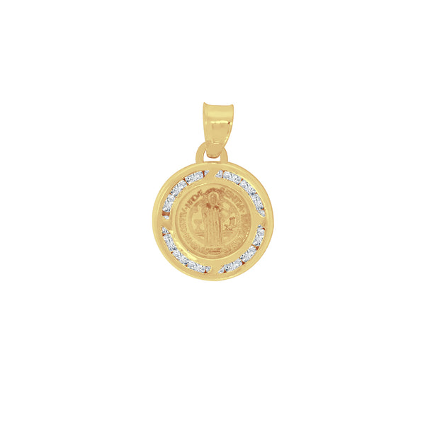 Medalla Oro 14k - San Benito con Zirconias