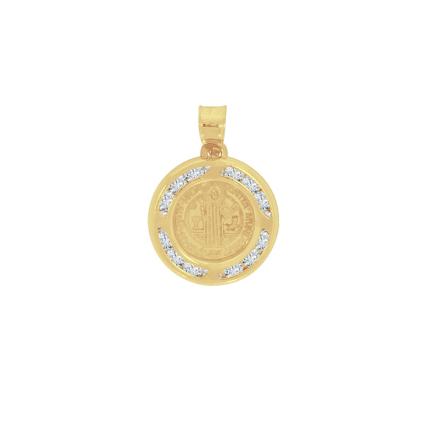 Medalla Oro 14k - San Benito con Zirconias