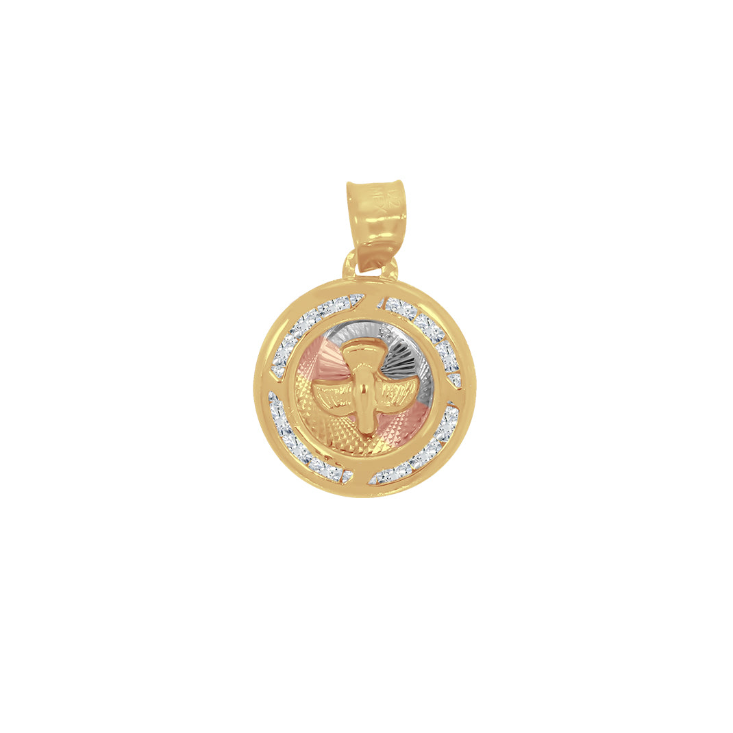 Medalla Oro 14k - Espíritu Santo con Zirconia