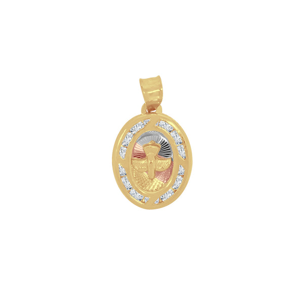 Medalla Oro 14k - Espíritu Santo con Zirconia
