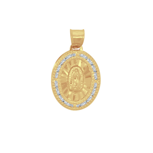 Medalla Oro 14k - Virgen de Guadalupe con Zirconias