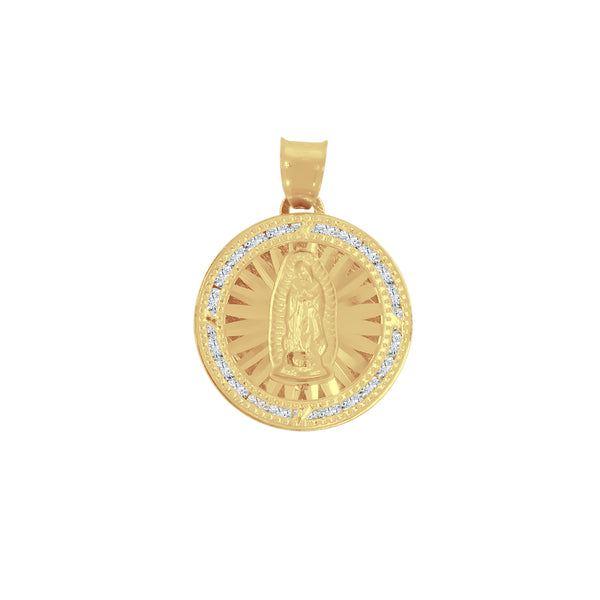 Medalla Oro 14k - Virgen de Guadalupe 2.5 cm con Zirconias