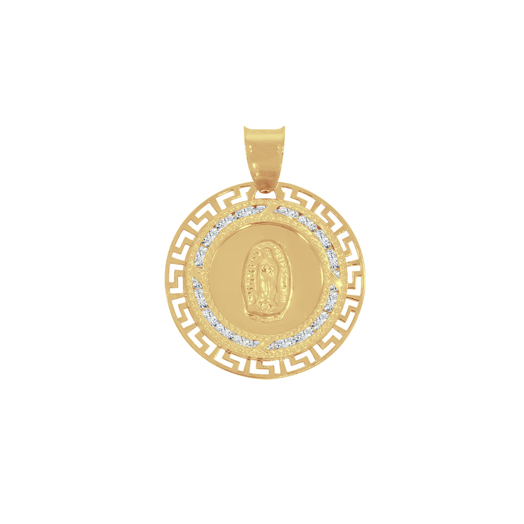 Medalla Oro 14k - Virgen de Guadalupe con Grecas