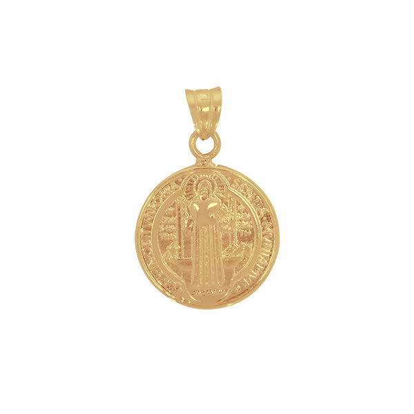 Medalla Oro 14k - San Benito Doble Cara 1.4 cm Diámetro