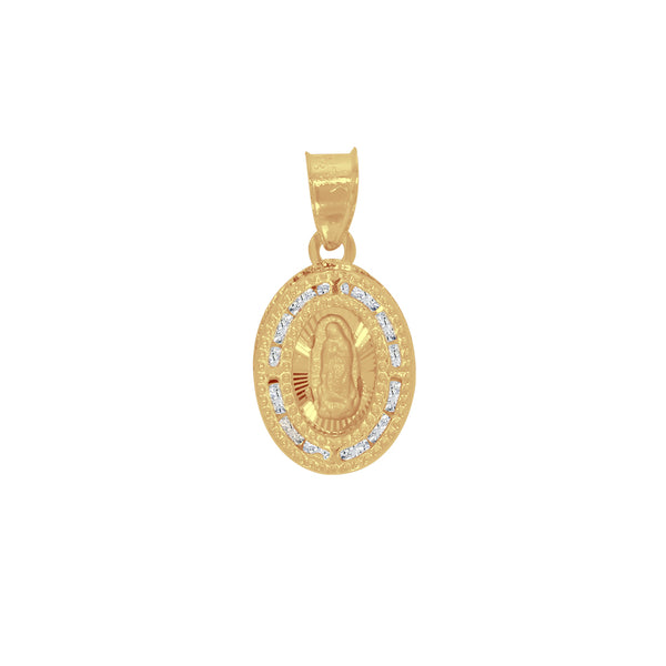 Medalla Oro 14k - Virgen de Guadalupe 1.7 cm con Zirconias