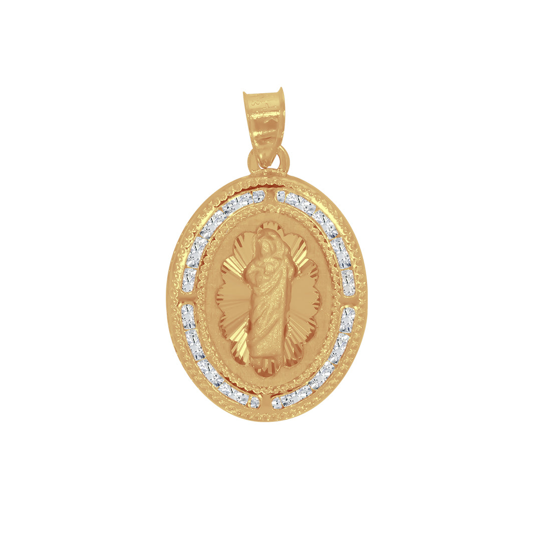 Medalla Oro 14k -San Judas Tadeo 2.3 cm con Zirconias