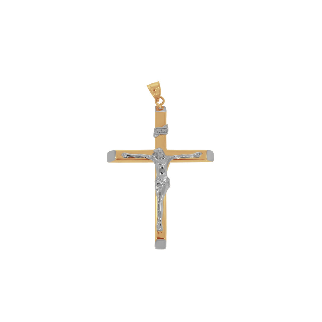 Cruz Oro 10k - Cristo en Oro Blanco, 6 cm Alto