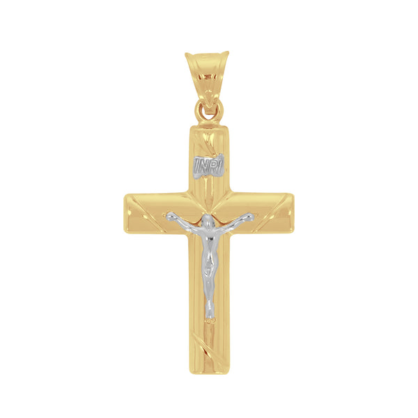 Cruz Oro amarillo 10k - Cristo Blanco 3.5 cm