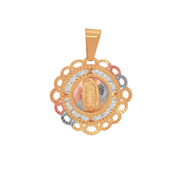 Medalla Oro 10k - Virgen de Guadalupe con Zirconias