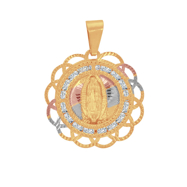 Medalla Oro 10k - Virgen de Guadalupe con Zirconias