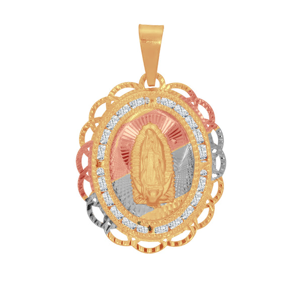 Medalla Oro 10k - Virgen de Guadalupe con Zirconias
