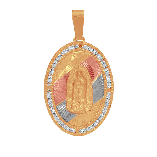 Medalla Oro 10k - Virgen de Guadalupe con Zirconias