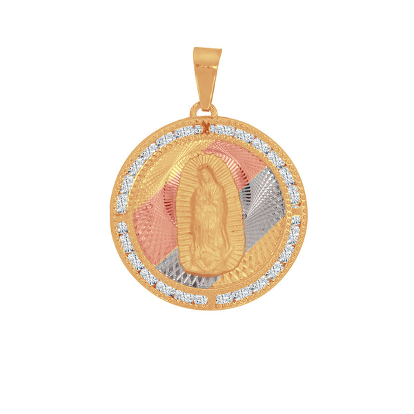 Medalla Oro 10k - Virgen de Guadalupe con Zirconias