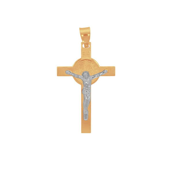 Cruz con Cristo y San Benito Oro 10k - 3.3 cm