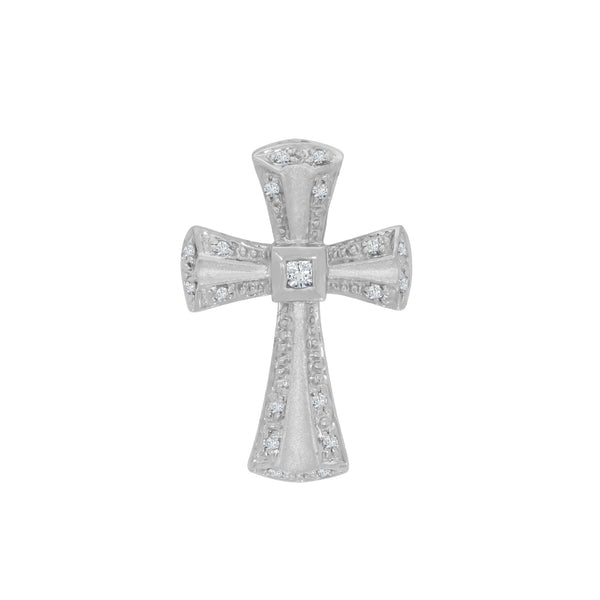 Cruz Oro Blanco 14k, Diamantes 14 Puntos Totales