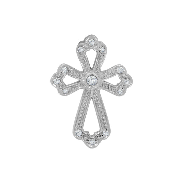 Cruz Oro Blanco 14k, Diamantes de 14 Puntos Totales