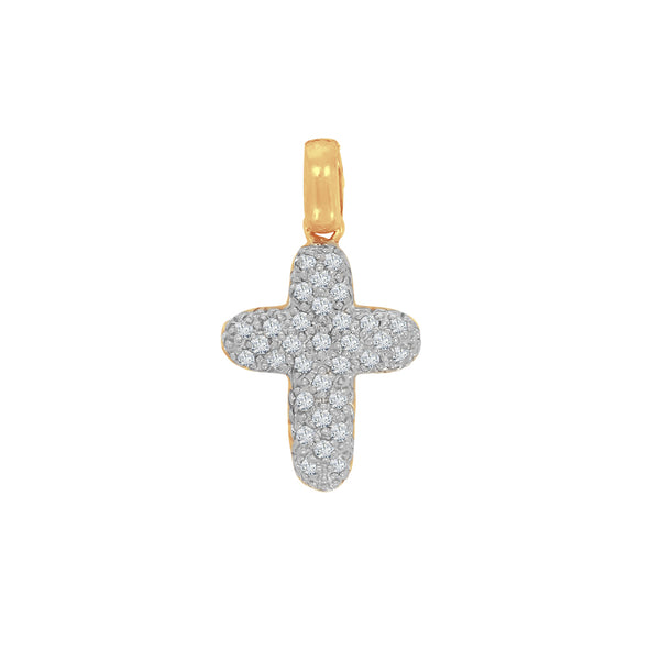Cruz Oro Amarillo 14k, Diamantes de 22 Puntos Totales