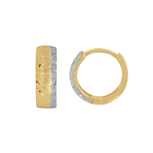 Huggies Oro 10k - Diamantada Diámetro 1.2 cm Lateral Platinada