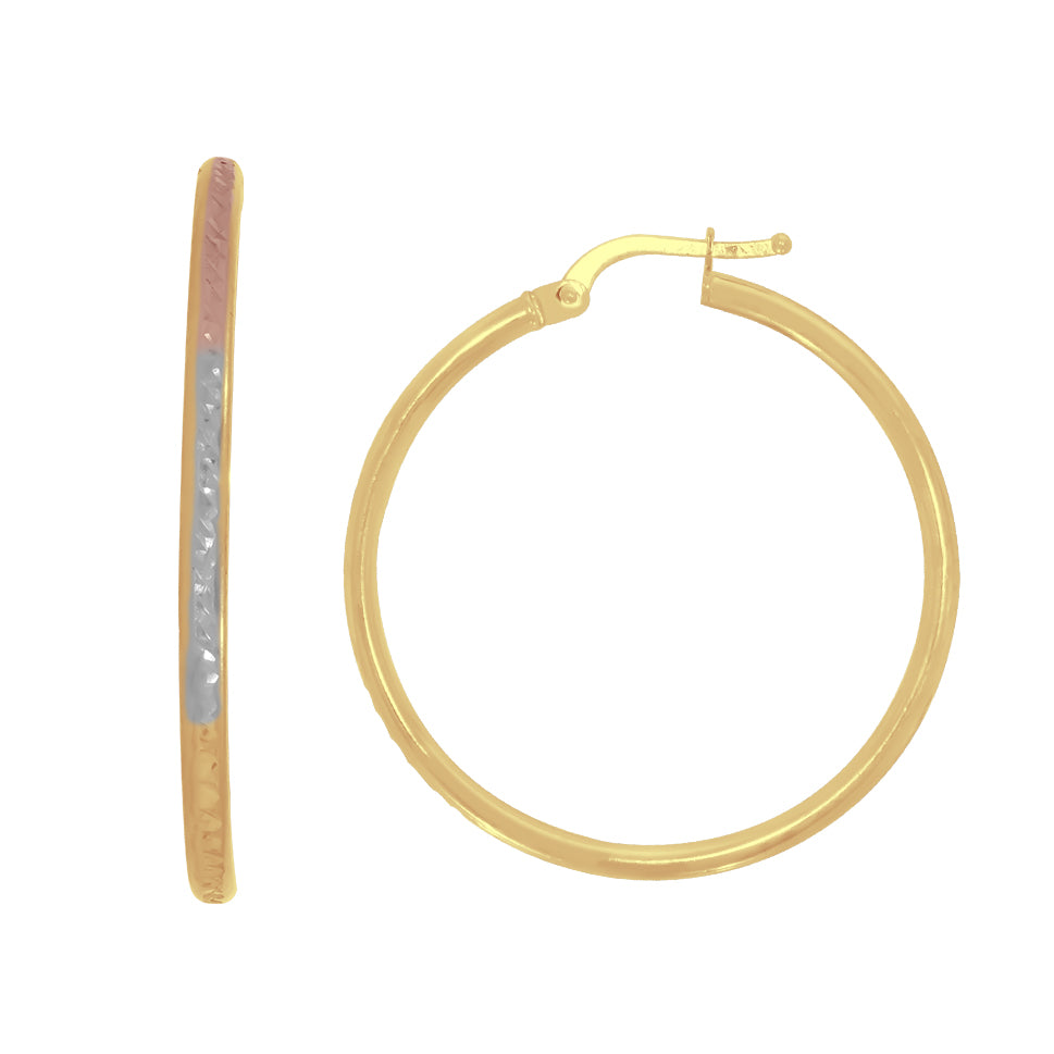 Arracada Oro Florentino 10k - Diamantada Diámetro 3.3 cm