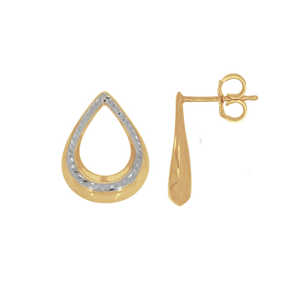 Arete Oro 10k - Forma de Gota Diamantada