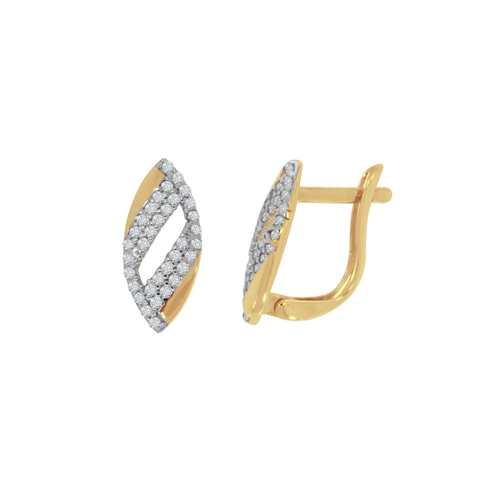 Aretes Oro 10k - Oval con Zirconia