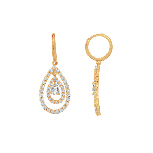 Arete Oro 10k - Gota con Zirconias
