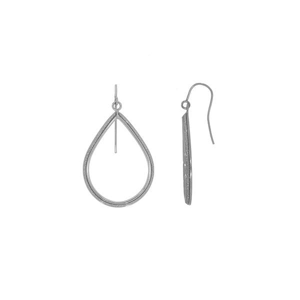 Arete Oro Blanco 10k - Gota Diamantada