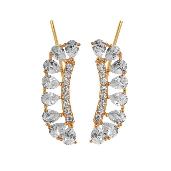 Arete Oro 10k, cometa con Zirconias, 2.3 cm de Largo - Infiniti Joyas