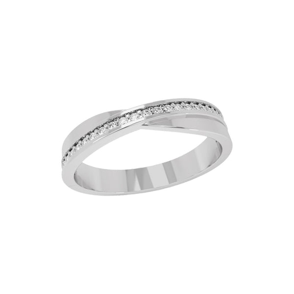 Argolla Oro Blanco 14k, 4 mm Infinito con Zirconias *PRECIO UNITARIO - Infiniti Joyas