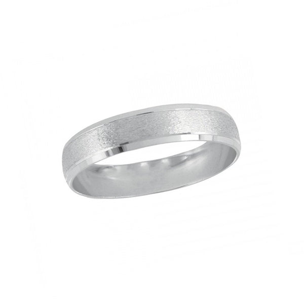 Argolla Oro Blanco 14k, 4 mm, Acabado Texturizado *PRECIO UNITARIO - Infiniti Joyas