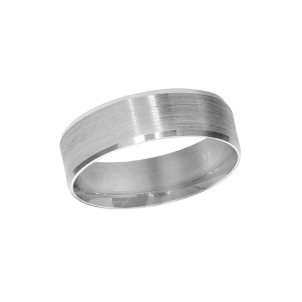 Argolla Oro Blanco 14k, 6 mm, Acabado Texturizado, Orillas Lisas *PRECIO UNITARIO - Infiniti Joyas