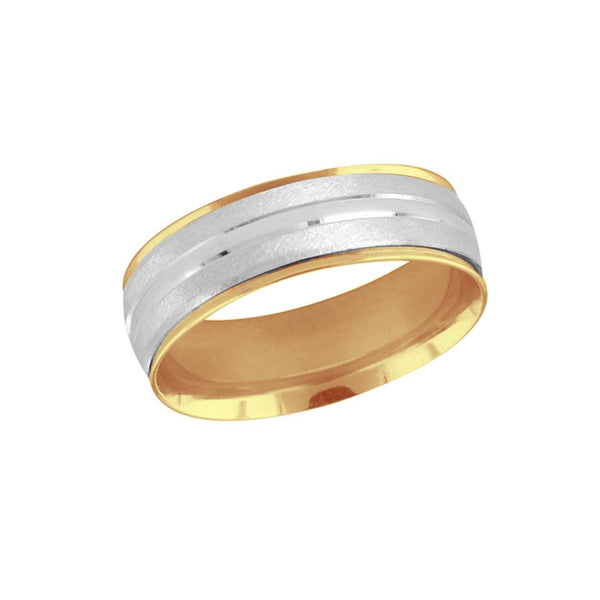 Argolla Oro 14k, 6 mm, Giratoria Oro Combinado, Línea Lisa en Centro *PRECIO UNITARIO - Infiniti Joyas
