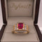 Anillo Oro 10k - Zirconia Rubí Rectangular